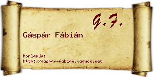 Gáspár Fábián névjegykártya